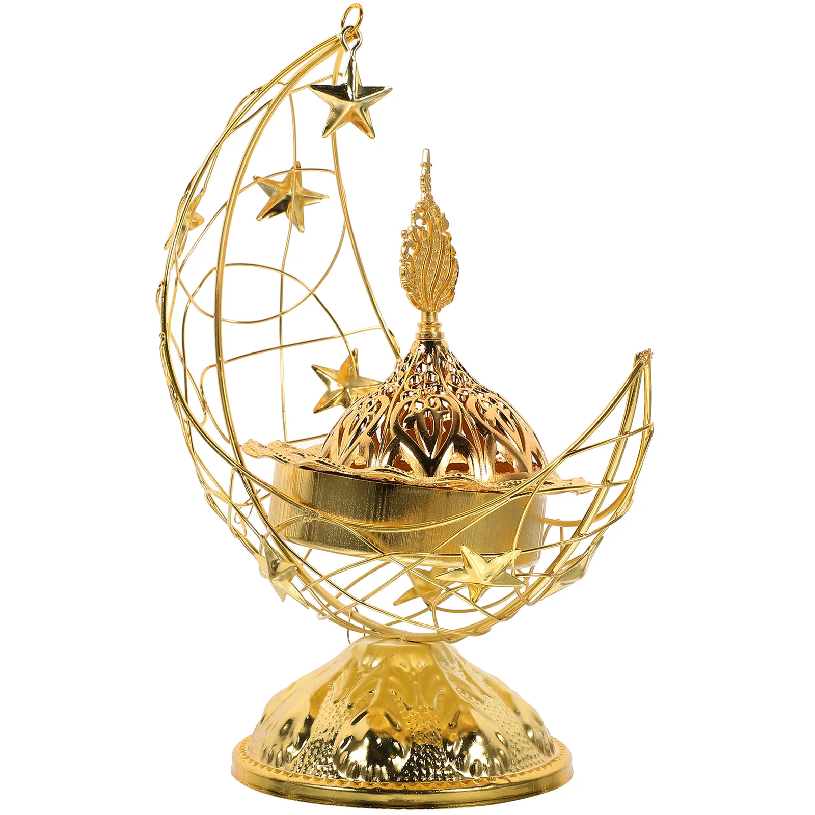 

Arabic Incense Burner Middle Eastern Moon Shape Decorative Censer Indoor Fragrance Diffuser Vintage Metal Incense Holder