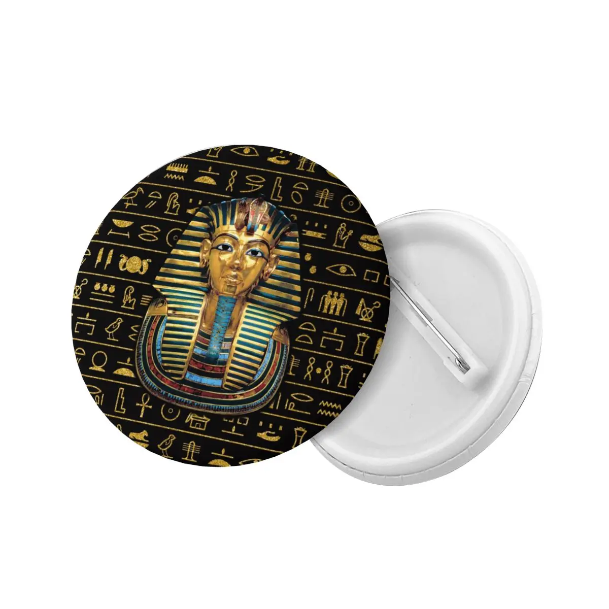 Ancient Gold Pharaoh Egypt King Tut Soft Button Pin Custom Novelty Egyptian Hieroglyphic Pinback Badge Brooch Lovers Gift