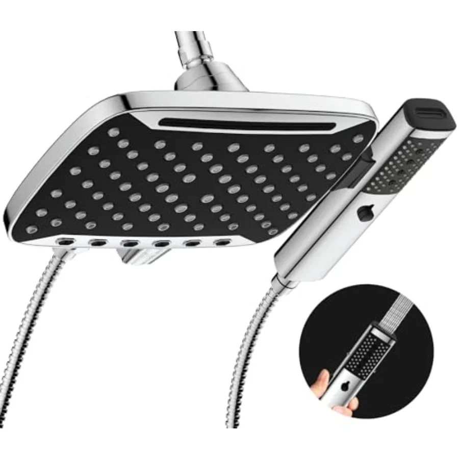 

High Pressure Rain Shower Head, 7 Spray Modes Rain Shower Heads with Handheld Spray Combo, Dual Showerhead with 10 Inch Rainfal