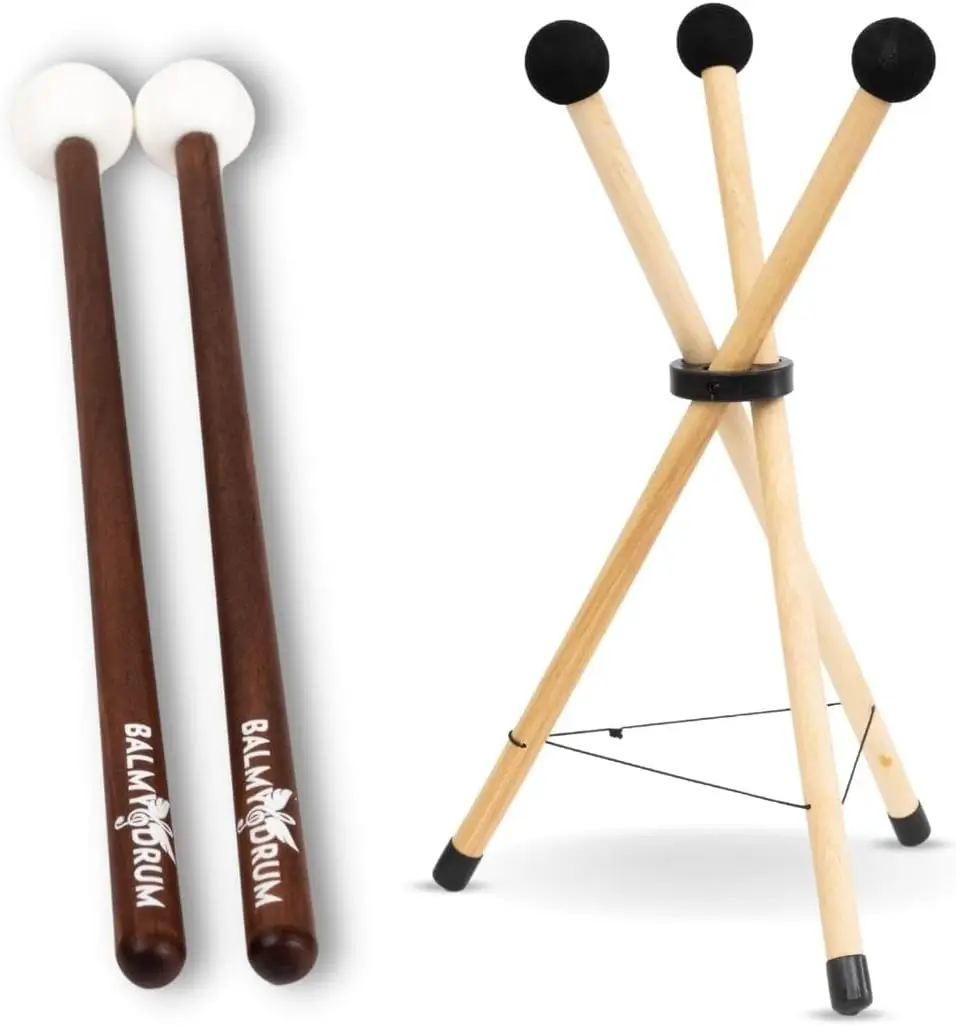 Versatile Complete Steel Tongue Drum Set with Solid Beech Wood Handpan Stand and Wooden Mallets, All-in-One Percussion Kit for Beginner and Professional Players