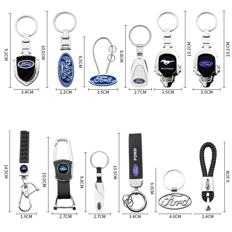 Luxury Leather Car Logo Keychain Key Rings Key Holder Auto Accessories For Ford Ranger Focus Kuga Mustang Mondeo Fusion Escort view 2