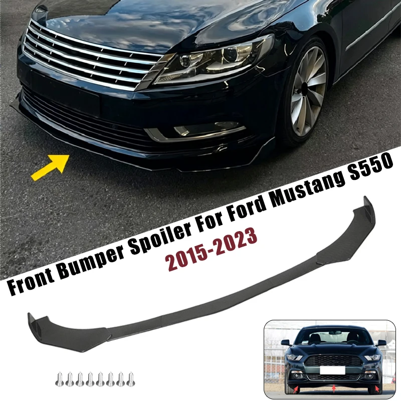 Sport Front Bumper Splitter Spoiler Lip For Ford Mustang S550 2015-2023 5Pcs Adjustable Sectional Car Exterior Tuning Body Kit
