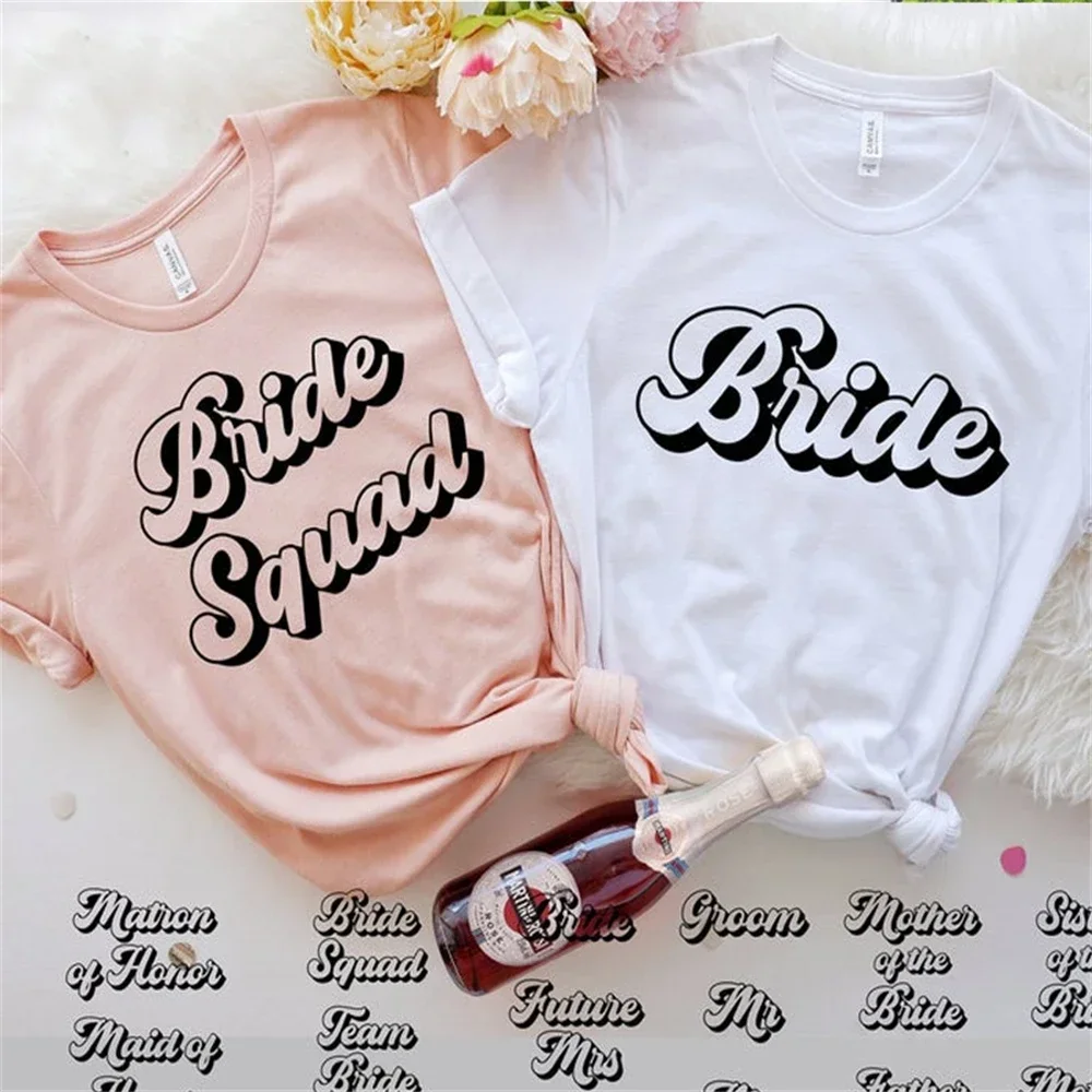 women's t-shirt katoen o nek  wedding bridal party plus size shirts bride squad bachelorette party  grafische