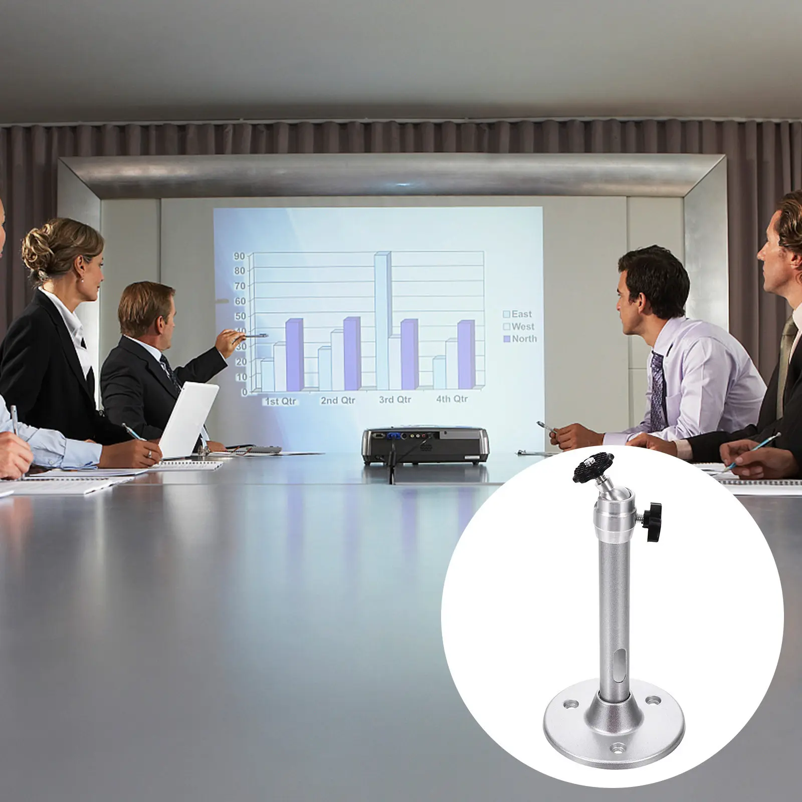 

Universal Projector Bracket Aluminum Alloy Adjustable Telescopic Ceiling Wall Mount Holder 360 Degree Rotatable Stable