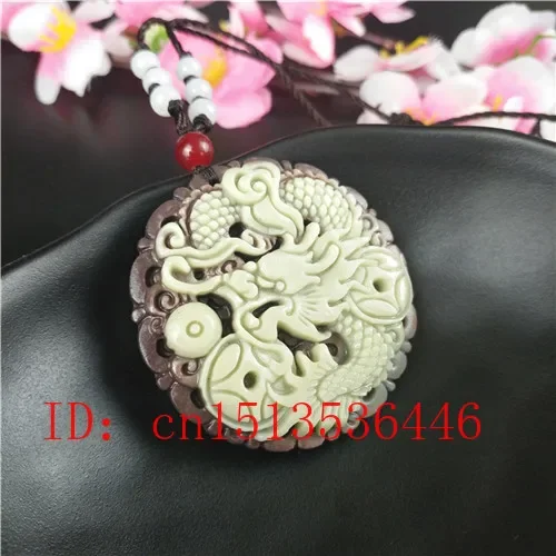 Wholesale Natural jade Dragon Pendant Beads Necklace Charm Jewellery Fashion Accessories Hand-Carved Man Lucky Amulet Gifts