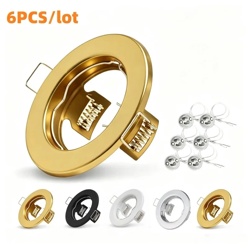 6pcs Recessed Downlight Frame LED Ceiling Fixtures Downlight GU10 MR16 Ceiling Spot Lights Fitting Fixture