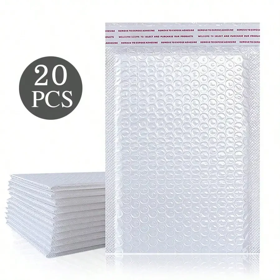 

20pcs Envelope Bubble Mailers, Express Bubble Envelopes, Bubble Cushion Packing Bags, Courier Packing Bags, Foam Envelope Bags,