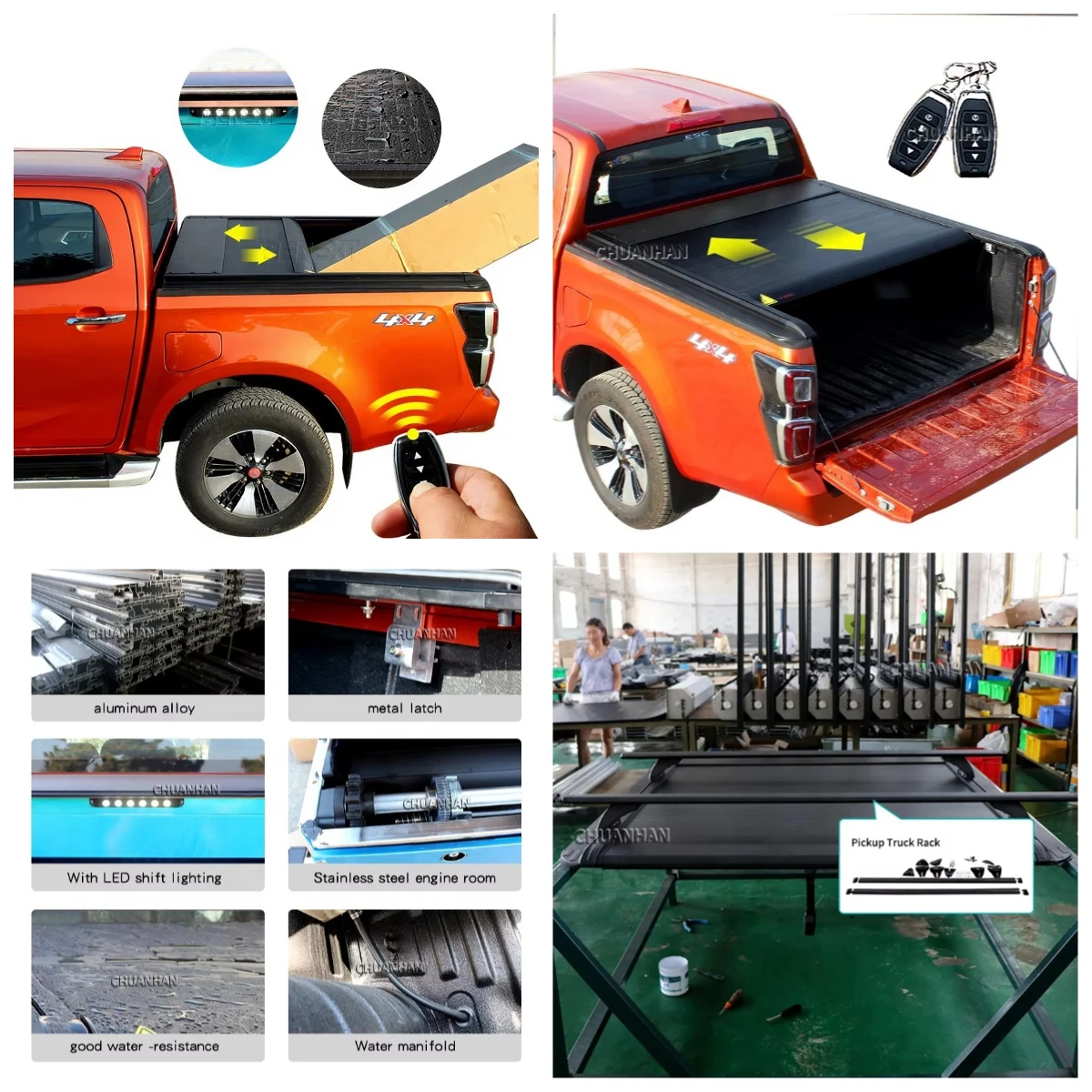 

STLFWildtrak Aluminum Alloy Electric Roller Lid Tonneau Cover For Chevy Silverado Toyotas Tacoma Isuzu D-Max Tundra Models