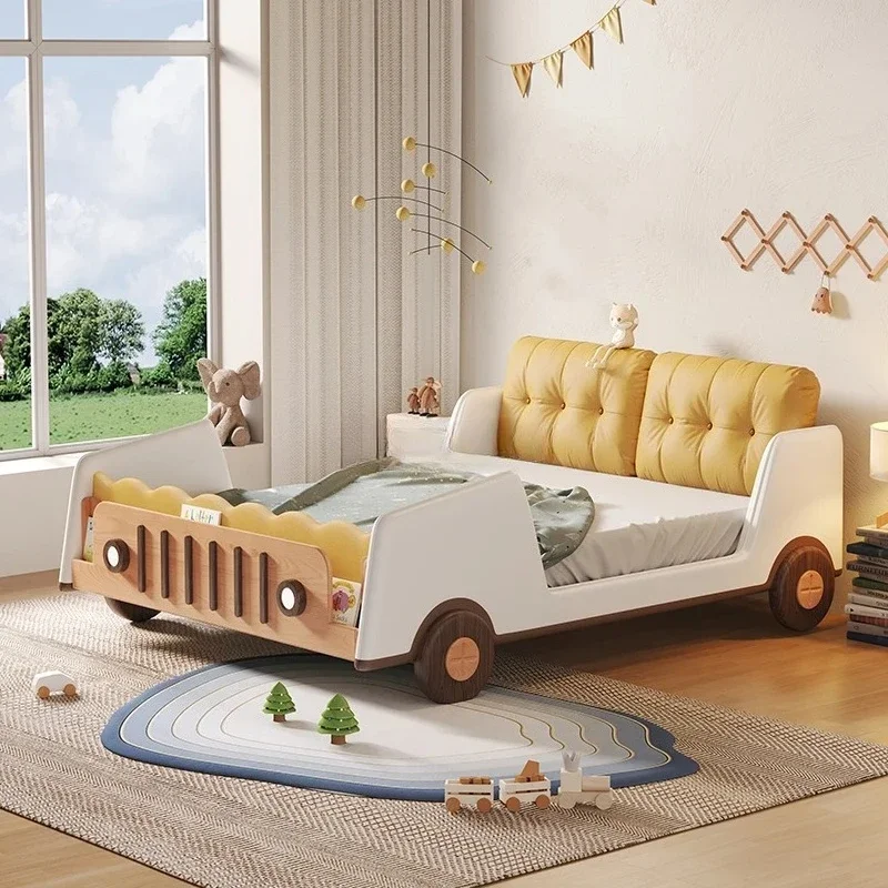 Roadster cartoon car bed boy solid wood children fence tree house tent