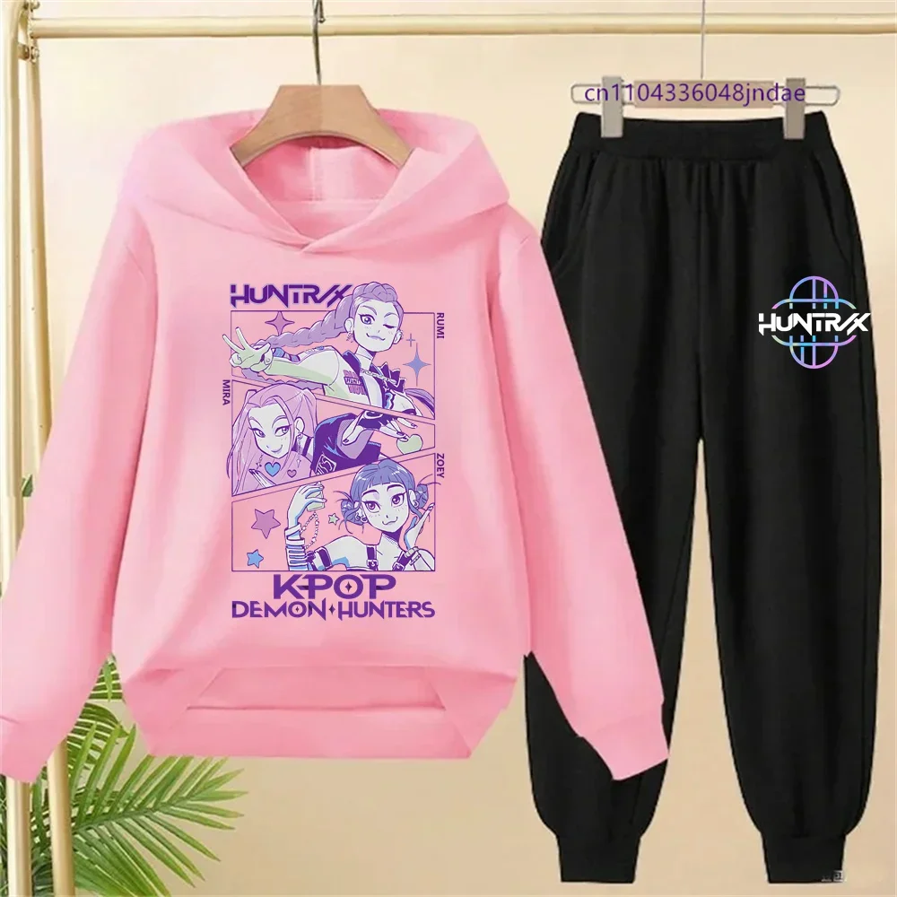 

Children's Demon Hunter Print Set Autumn Winter Outdoor Leisure Fashion Hooded Sweatshirt And Pants Combo for Kids