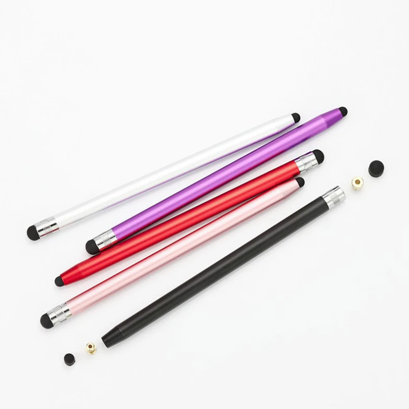 100pcs Dual Heads Ends Design Capacitive Stylus Touch Screen Drawing Pen with Silicone Touch Head for Table PC/ Phone