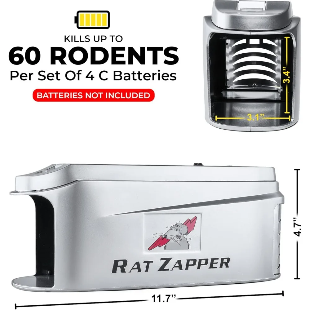 Rat - Trampas para ratones eléctricas para interiores para el hogar - Asesino de ratas seguro y eficaz - Trampa para ratones electrónica reutilizable