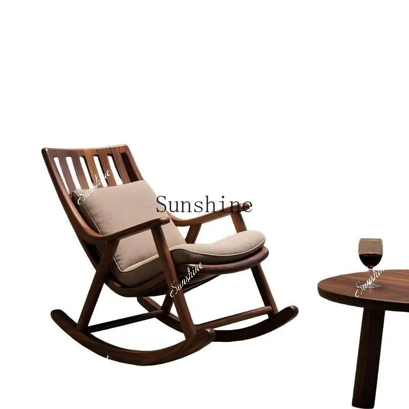 Balcony Minimalist Solid Wood Rocking Chair Home Leisure Single Sofa  FT