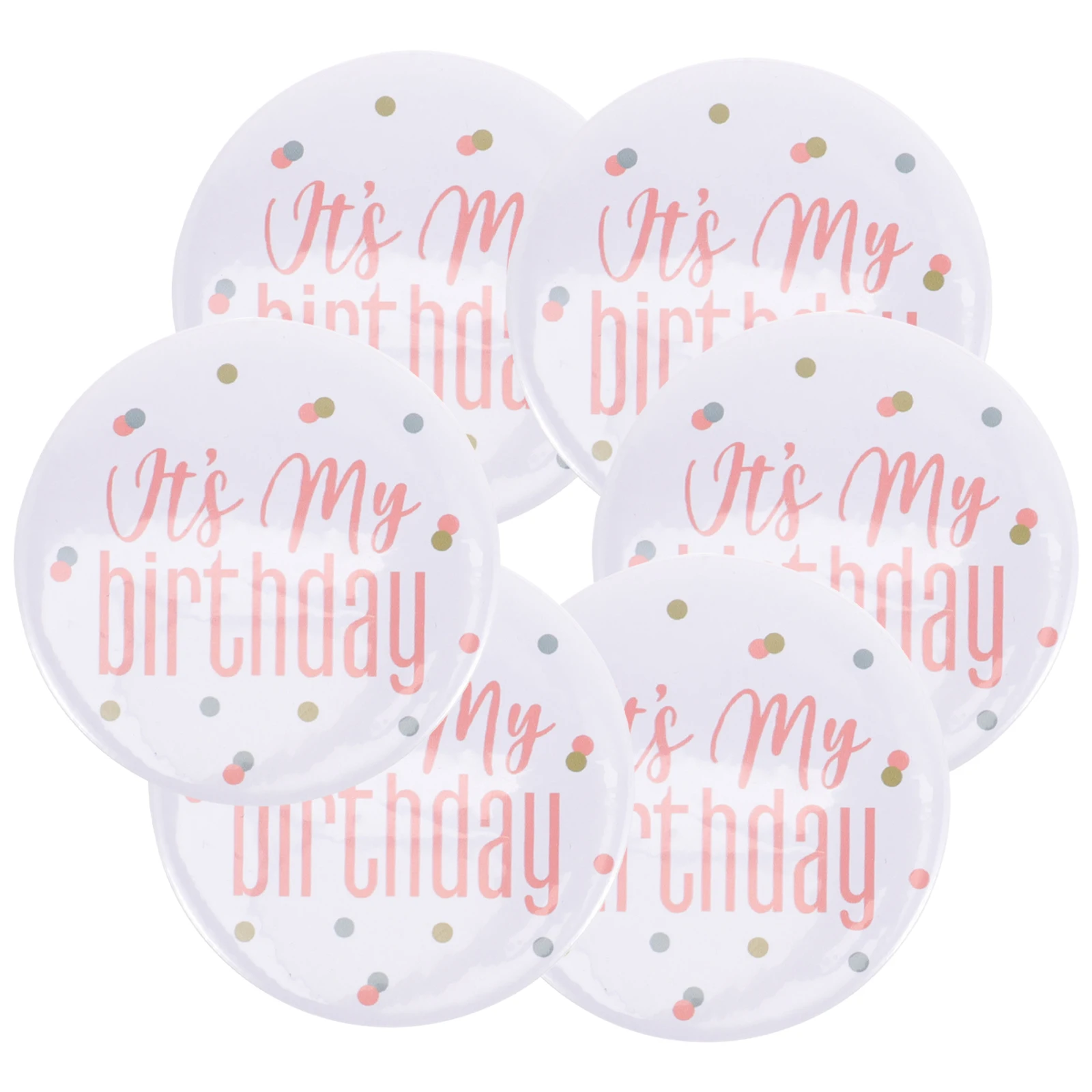 여성을위한 6 Pcs 금속 브로치 여성 생일 핀 소녀 파티 철 선물 세트 흰색 생일 금속 핀 배경