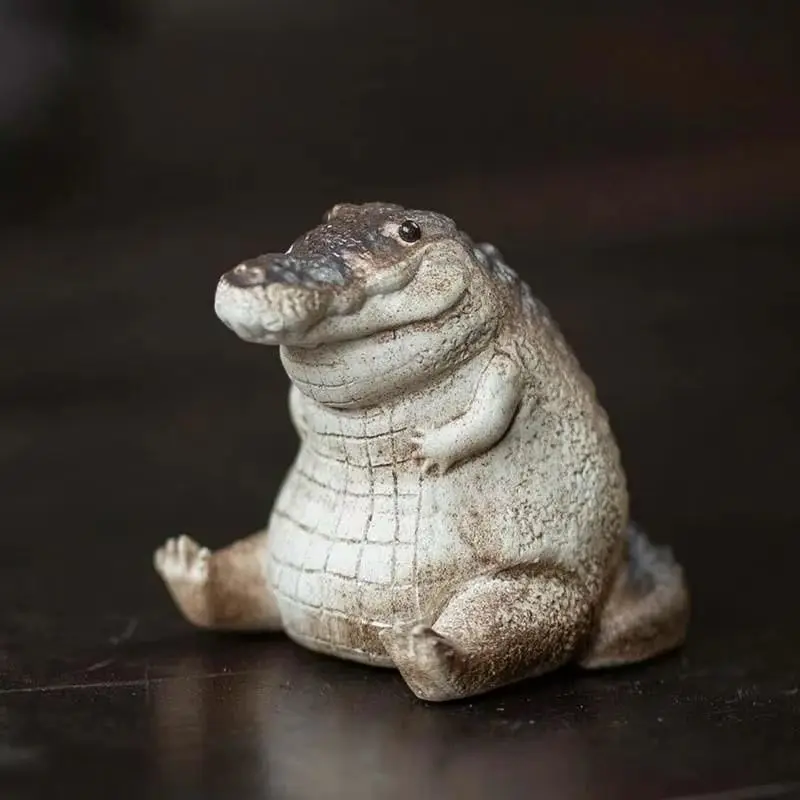 Resina bonito jacaré artesanato jacaré ornamento bebê crocodilo estátua ornamentos para gramado desktop varanda chá ornamentos para animais de estimação 1 pçs