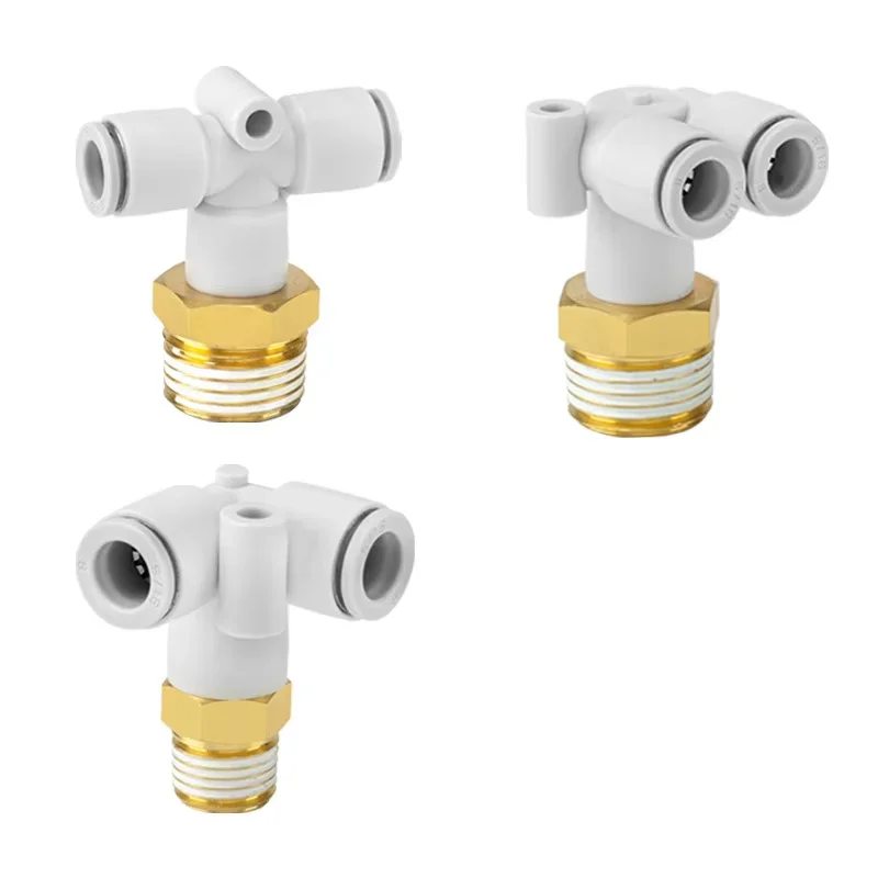 

5pcs SMC original external thread three-way connector KQ2T04/06/08/10/12/16-M5/M6/01/02/03A