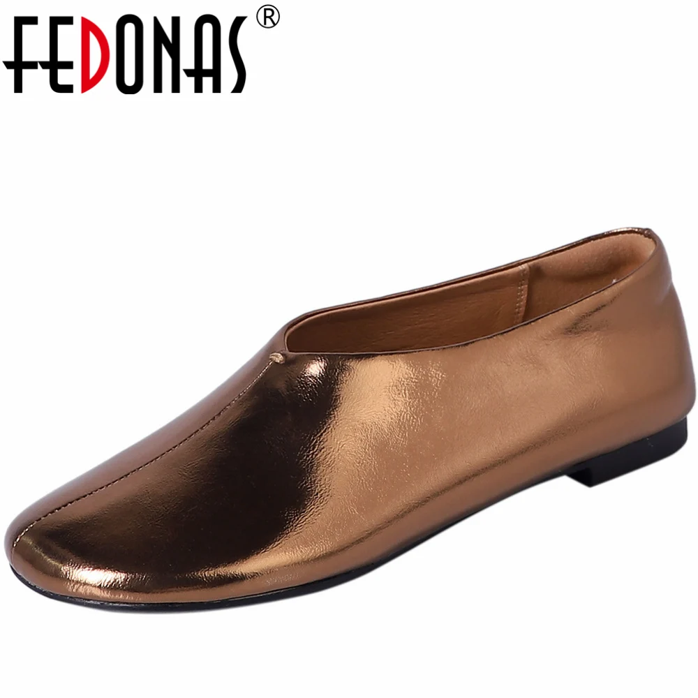 FEDONAS 2024 Autumn New Arrival Women Flats Round Toe Genuine Leather Basic Shoes Woman Concise Comfortable Casual Working Shoes