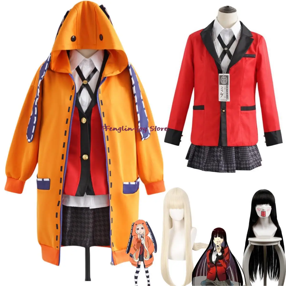 Movie Eiga Kakegurui Jabami Yumeko Yomozuki Runa Cosplay Costume Wig JK Japanese School Uniform Skirt Woman Sexy Party Suit