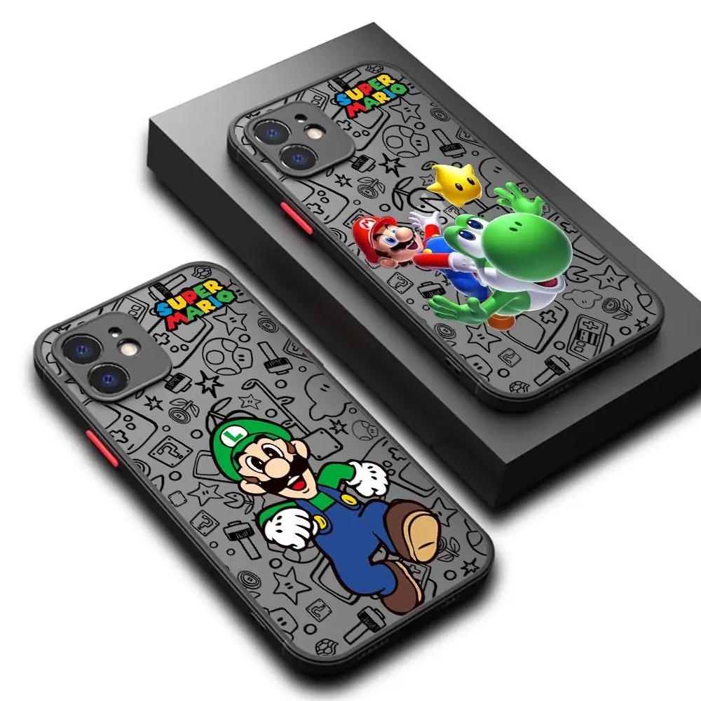 Super-Classic-Game-M-Marios Matte Fundas Case For iPhone 15 14 13 12 11 Pro Max Mini SE2 XR XS 6 7 8 Plus Shockproof Clear Cover