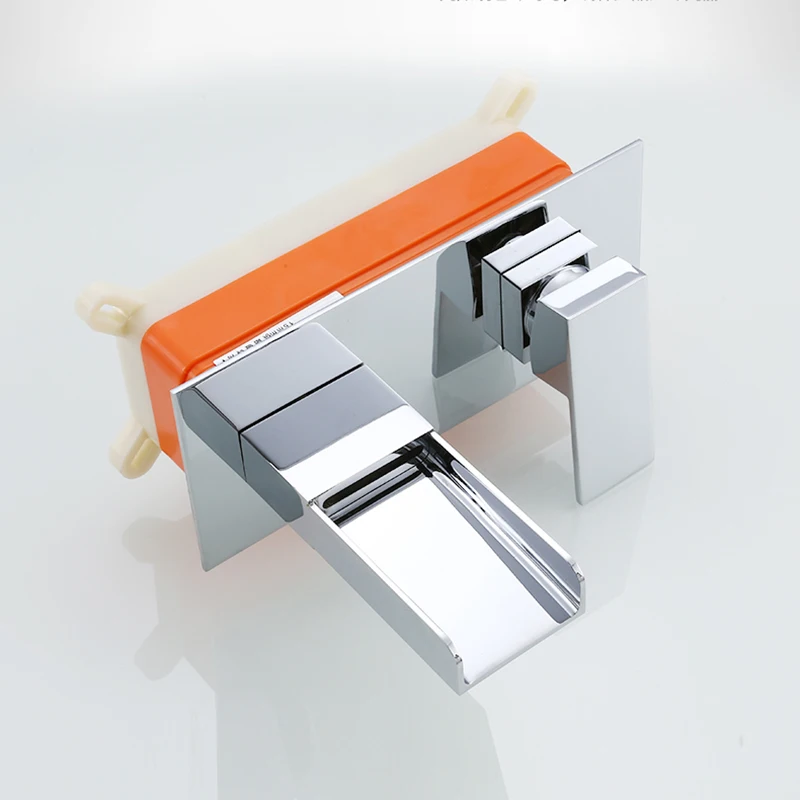 BAKALA High Quality  Bathroom Basin Sink Faucet Wall Mounted Waterfall Brass Mixer Tap With Embedded Box LT-324