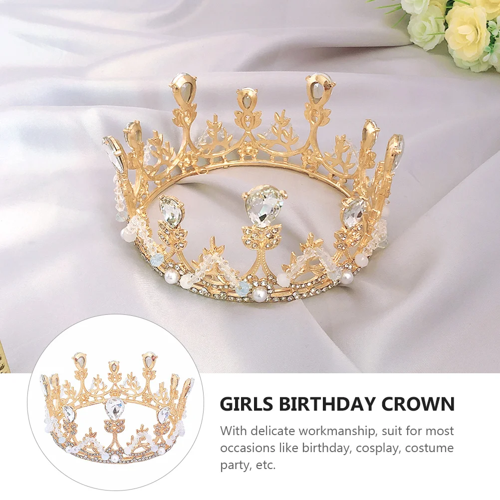 

1pc Crystal Elegant Birthday Headdress Rhinestone Crown Costume Party Dress Accessory Durable Alloy Crown