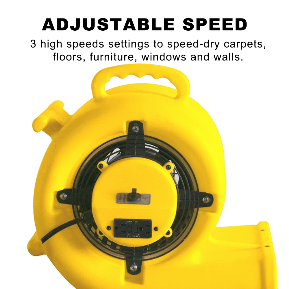 20251/2HP 110V Air Mover Tapete Secador Limpador de alta pressão Ventilador de piso de água Limpeza de ventilador para uso doméstico industrial