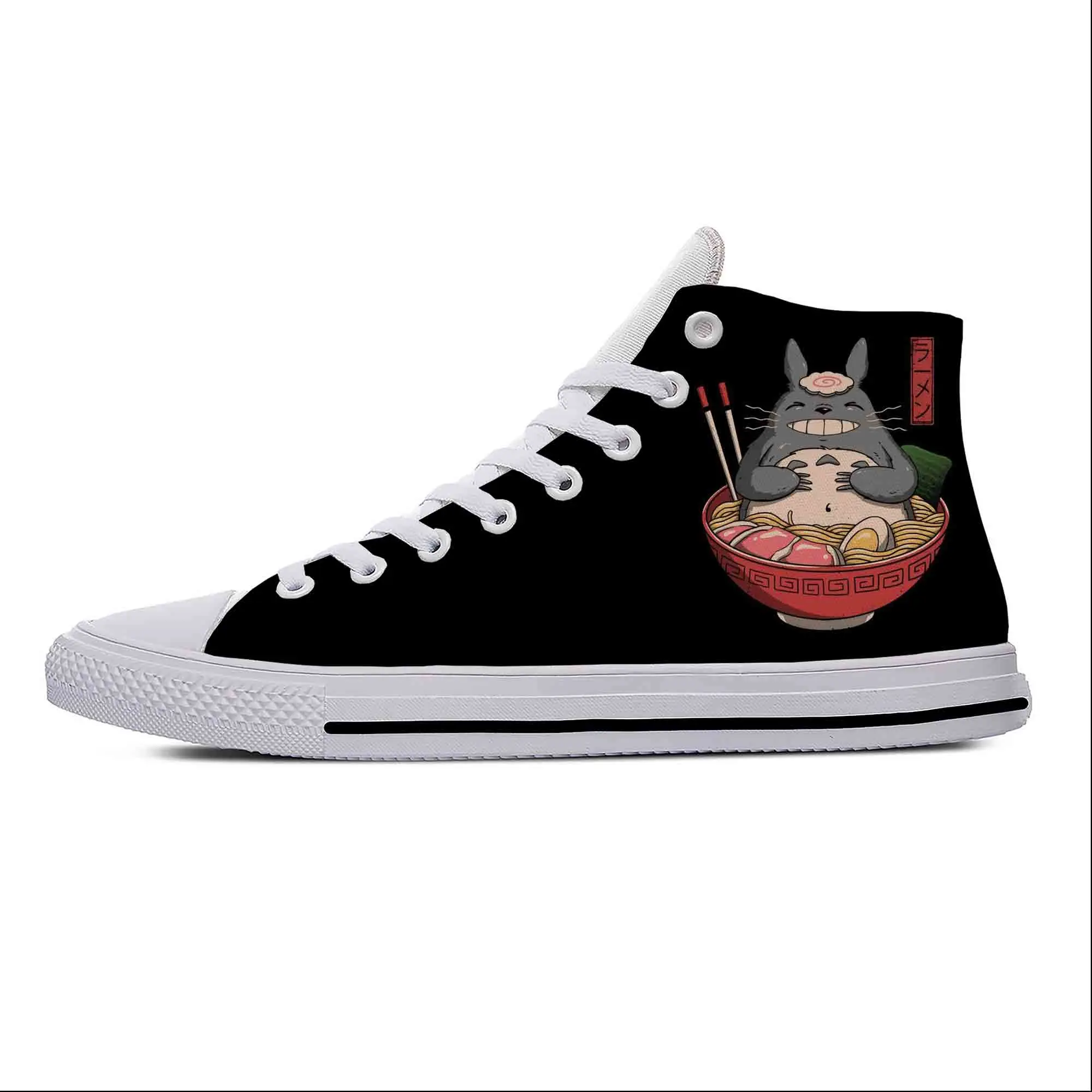 Japanese Anime Cartoon Great Ramen Wave Kanagawa Hot Casual Shoes Lightweight High Top Board Shoes Breathable Men Women Sneakers