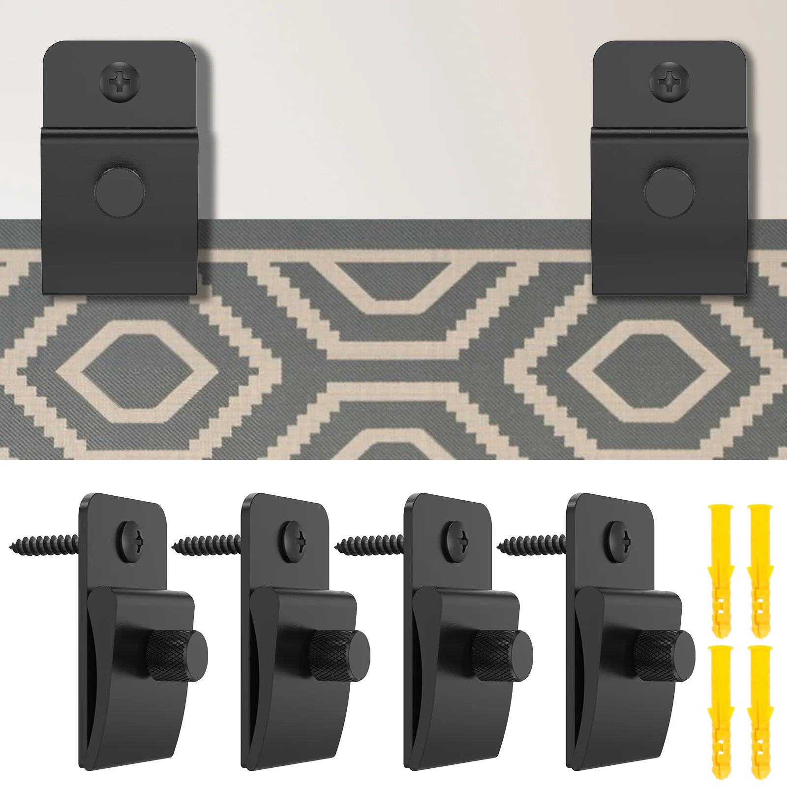 

4 Pcs Wall Hanging hooks Clamps for Tapestry curtains carpet Multipurpose Easy to Install Textile Artwork Hangers Decoration