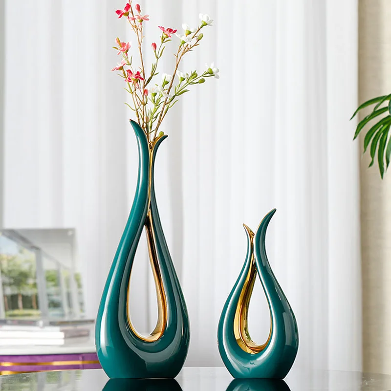Ceramic Vase Gilded Arrangement Container Room Decor Hydroponic Ware Dining Table