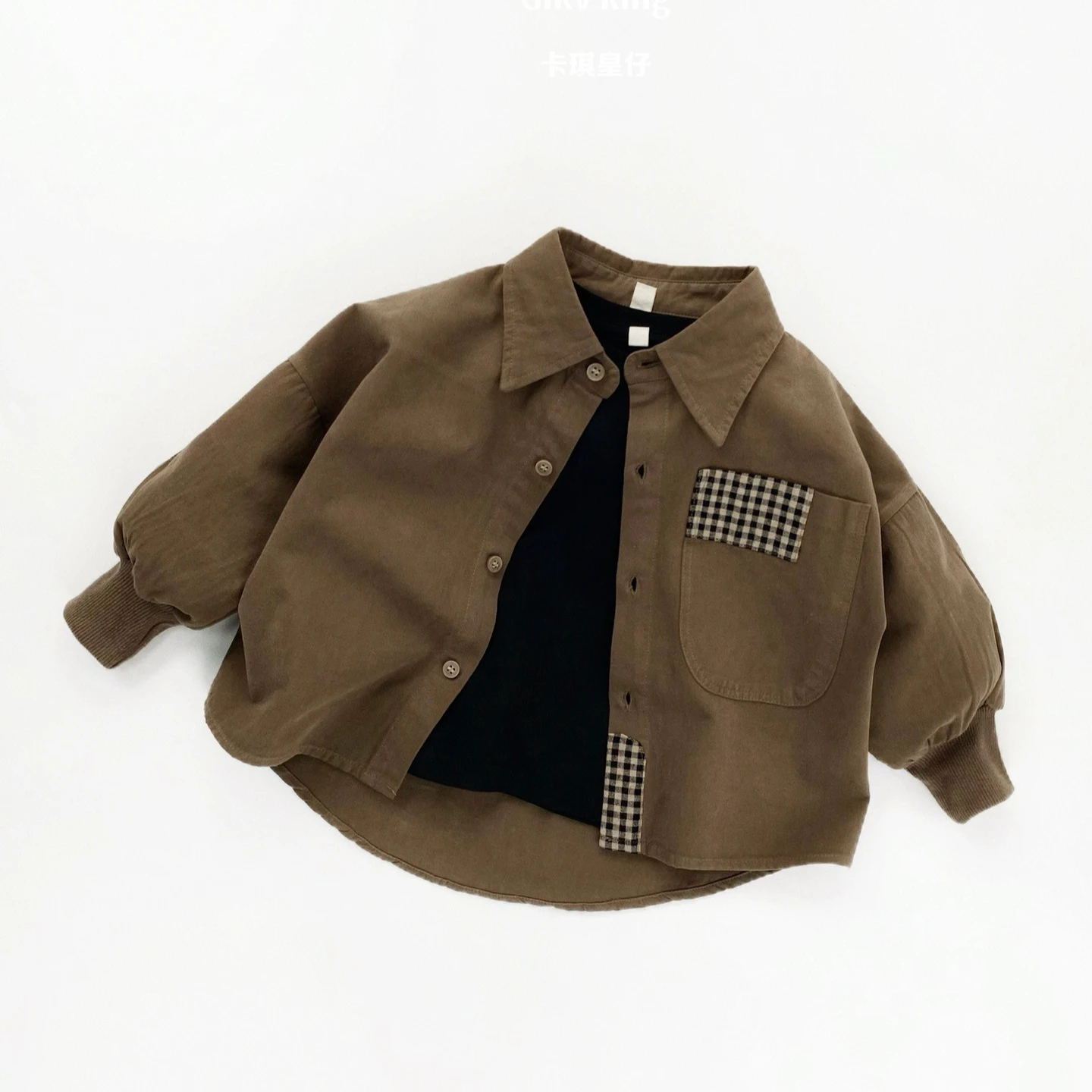 Boys Shirt 2026 Spring and Autumn New Children's Clothing Korean Style Boys and Girls Loose Plingham Stitching Shirt