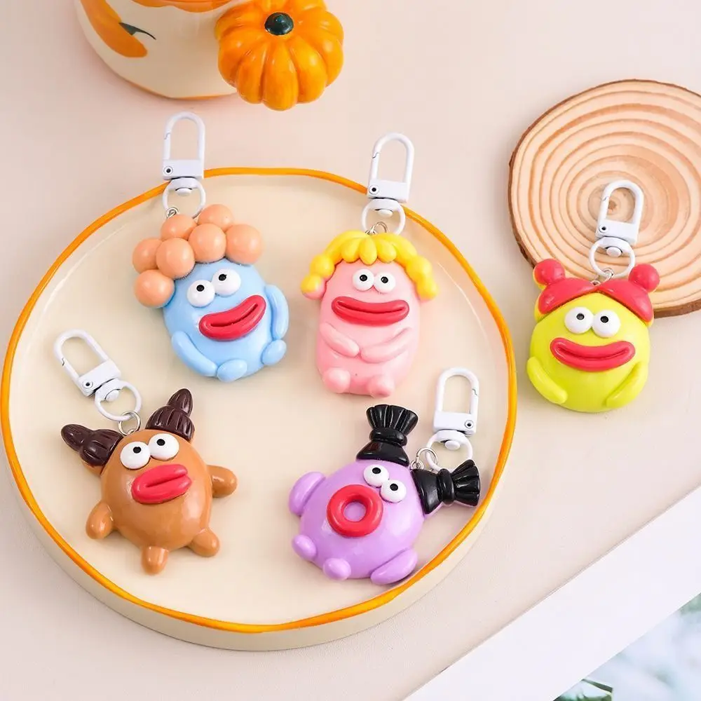 

Mini Resin Kawaii Sausage Big Mouth Charm Cute Funny Clown Key Chain Cartoon Fashion Big Mouth Keychain Bag Car Key Charm