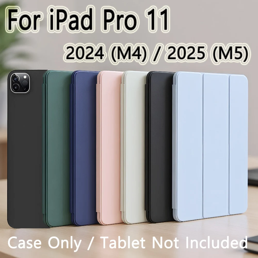 Case for iPad Pro 11-Inch M5/M4 2025/2024 (6th/5th Generation), Slim Stand Soft TPU Back Shell Smart Cover with Auto Wake/Sleep