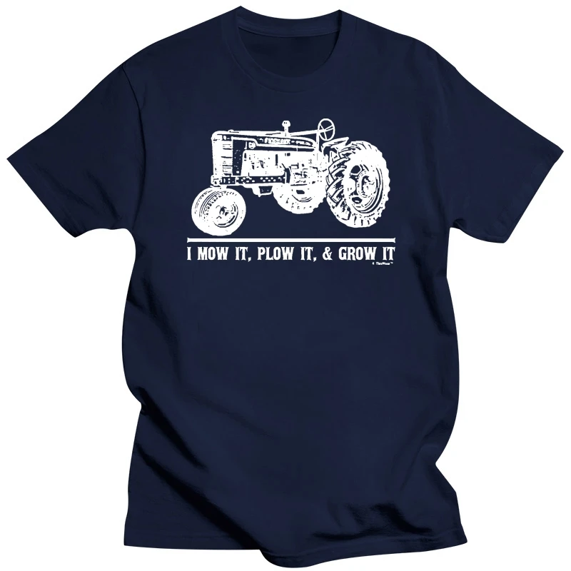 Black Style Men Fashion Crew Neck Awesome Leisure Office Mow It Plow It Grow It Farm Tractor Short Sleeve T Shirts