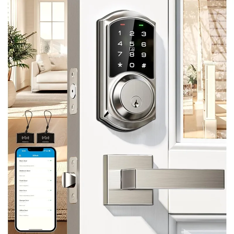 Smart Locks with 2 Lever Handle Set, App Control, Keyless Entry Door Lock, Electronic Digital Touchscreen Keypad, Deadbolt