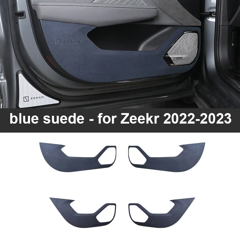 Italiaanse Suède Koolstofvezel Sticker Voor Zeekr 001 2023 2025 2022 Interieur Accessoires Deur Anti Kick Cover Bescherming Mat