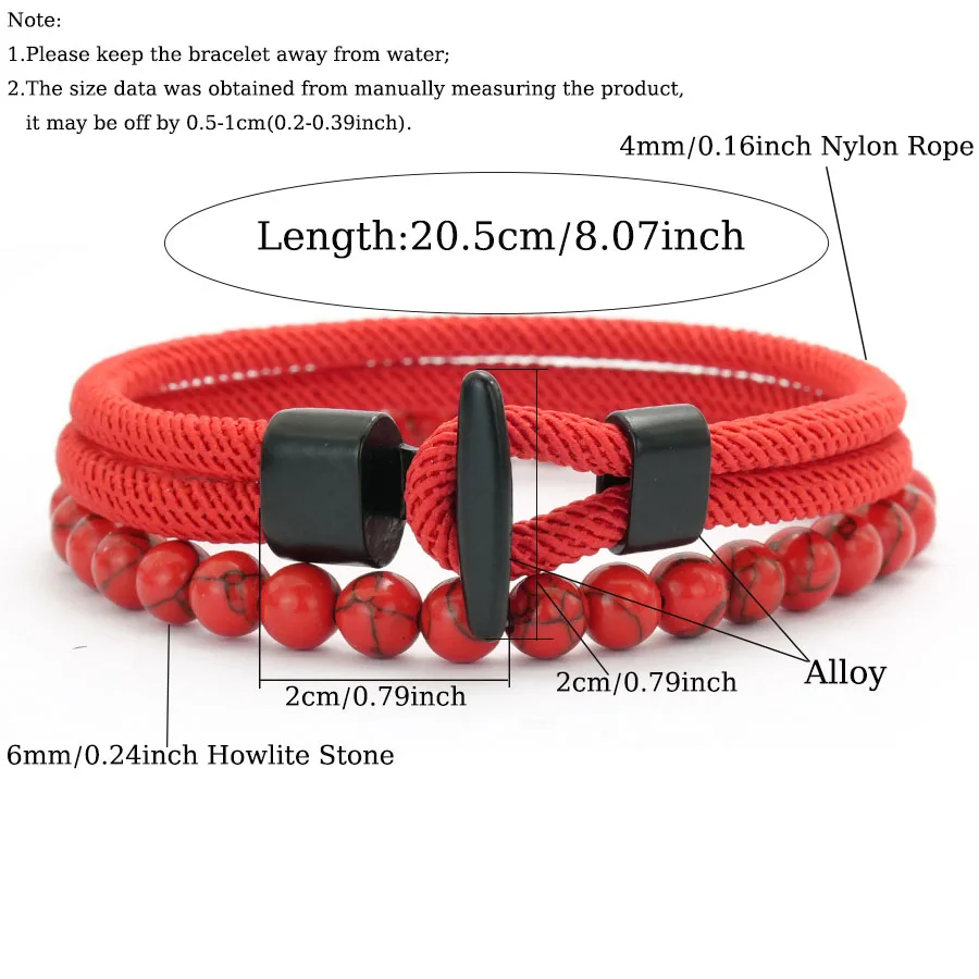 Unico Anchor 2 pezzi Set di braccialetti da uomo Accessori di abbigliamento 6mm Grado A Pietra fatta a mano Stringa a doppio strato Braslet Adventure Homme Joias