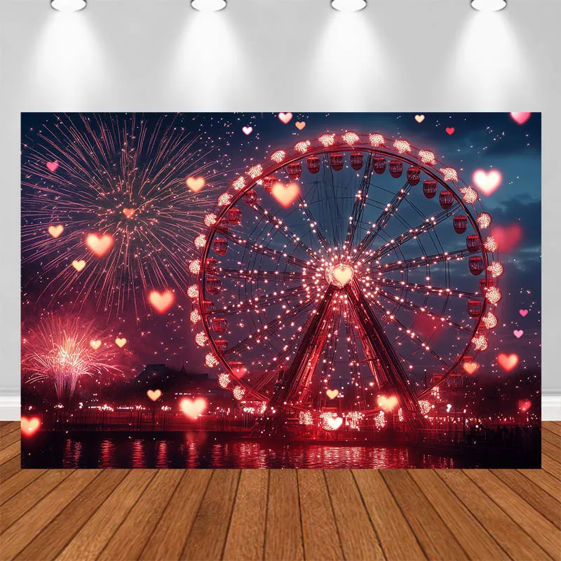 

LS photography background Ferris Wheel Heart-shaped Decor Birthday Wedding Adult Portrait photo Backdrop Studio