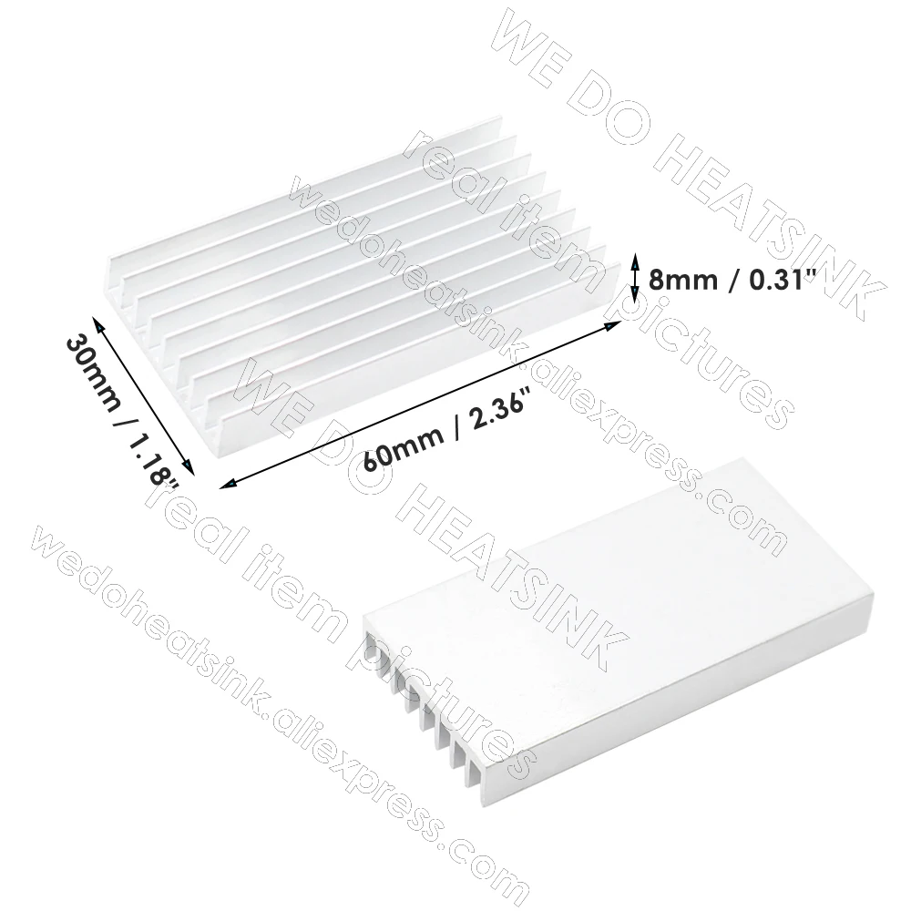 WE DO HEATSINK 8pcs 60x30x8mm Aluminum Heatsink Radiator Cooler For BTC USB ASIC Bitcoin Miner