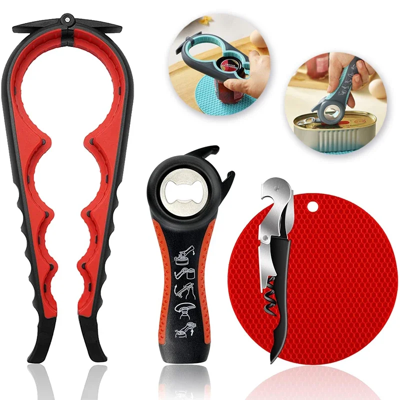 Jar Opener for Weak Hands Seniors with Arthritis 5 in 1 Multi Function Bottle Opener Lid Opener For Arthritic Hands