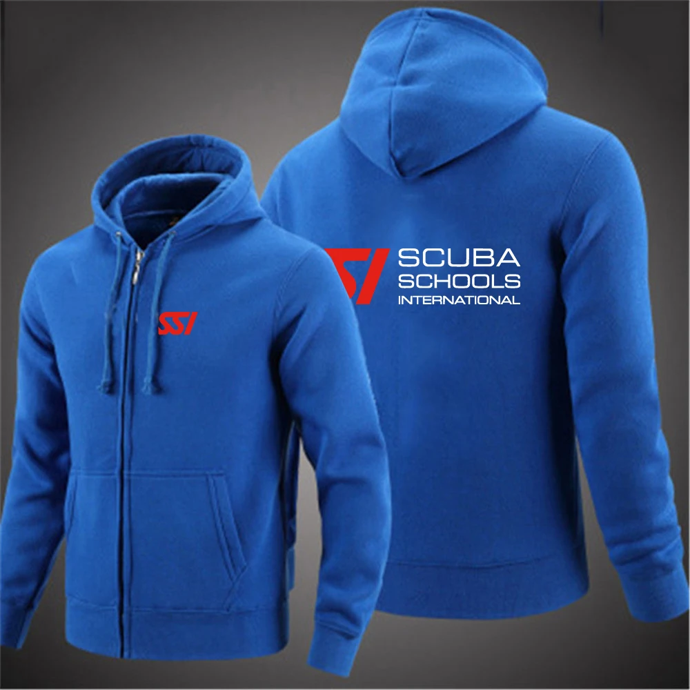 2023 New Men's Scuba Diving Dive SSI Printing Casual Hooded Sweater High Quality Cotton Fashion Hoodies Zipper Jackets Coats