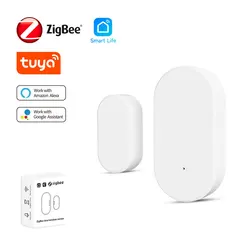 Tuya Smart ZigBee Sensor de contacto para puerta y ventana, detectores de puerta inalámbricos para casa inteligente, alarma remota con aplicación para abrir/cerrar