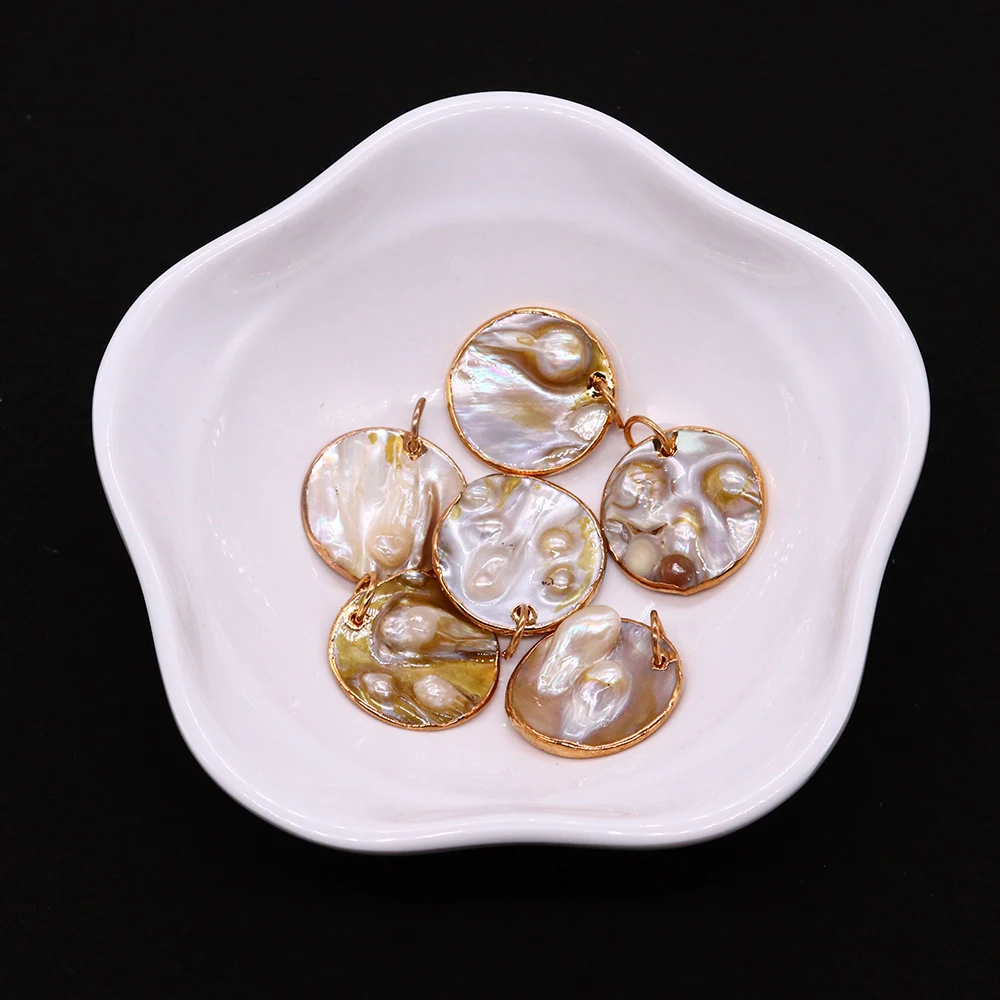 

1pc Natural Mother of Pearl Shell Pendant Flat Round Shell Charm Accessory Suitable For DIY Making Unique Necklace Earring