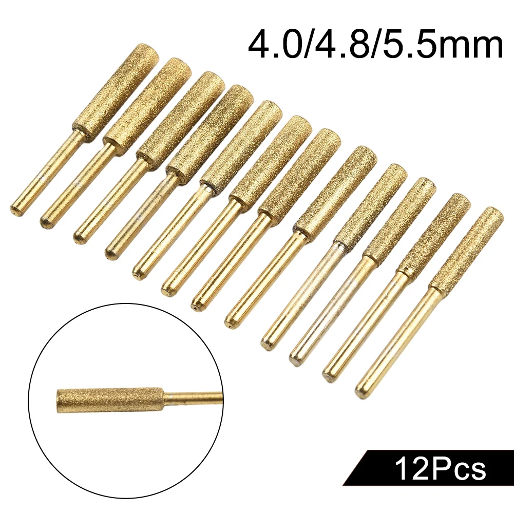 

Brand New High Quality Chainsaw Sharpener Diamond Yard 12pcs 3 Size/4pc 4/4.8/5.5mm Accessories Burr Shank 3mm