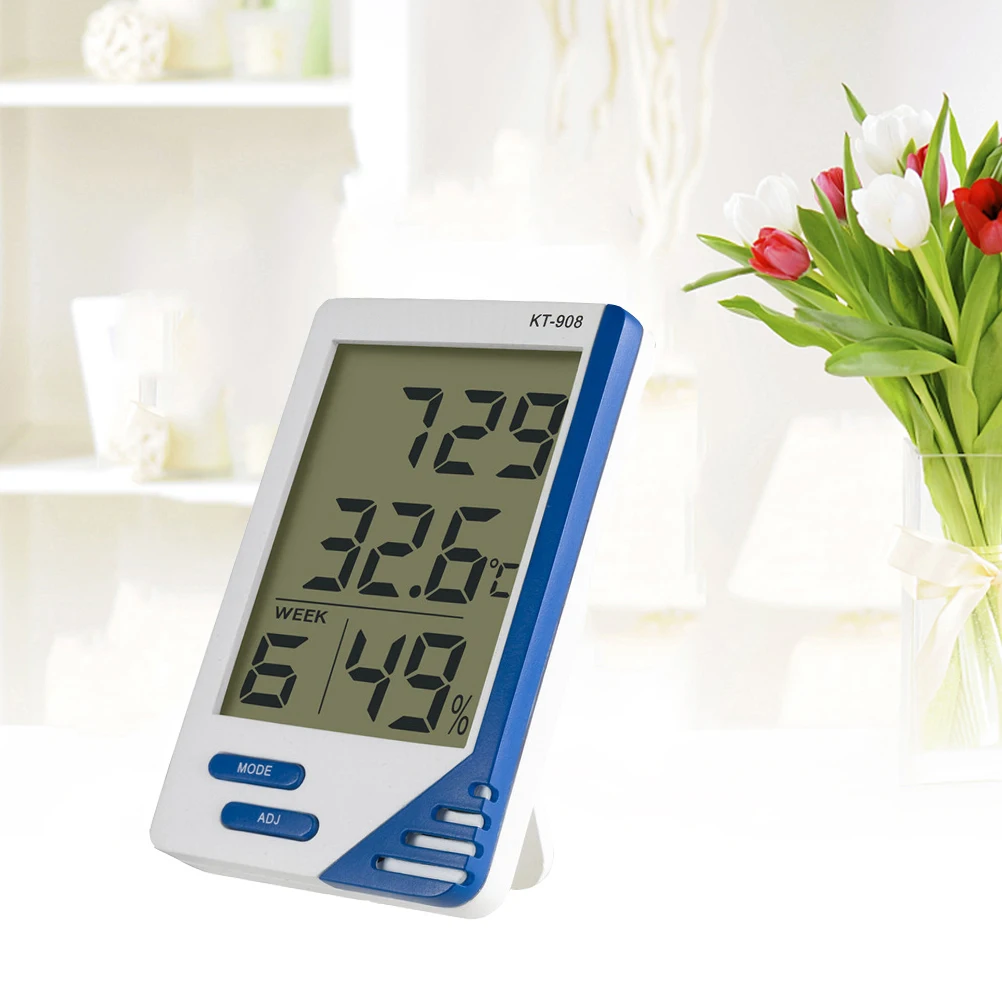 

Portable Thermometer Hygrometer Lcd Display Temperature Humidity Meter Wall Mountable For Home Office -908