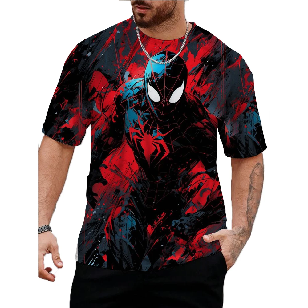 2025 Spider-Man Men's T-shirt Marvel 3D Printed Fashion Short Sleeve Oversized Casual T-shirt Street Spider-Man Boys T-shirt