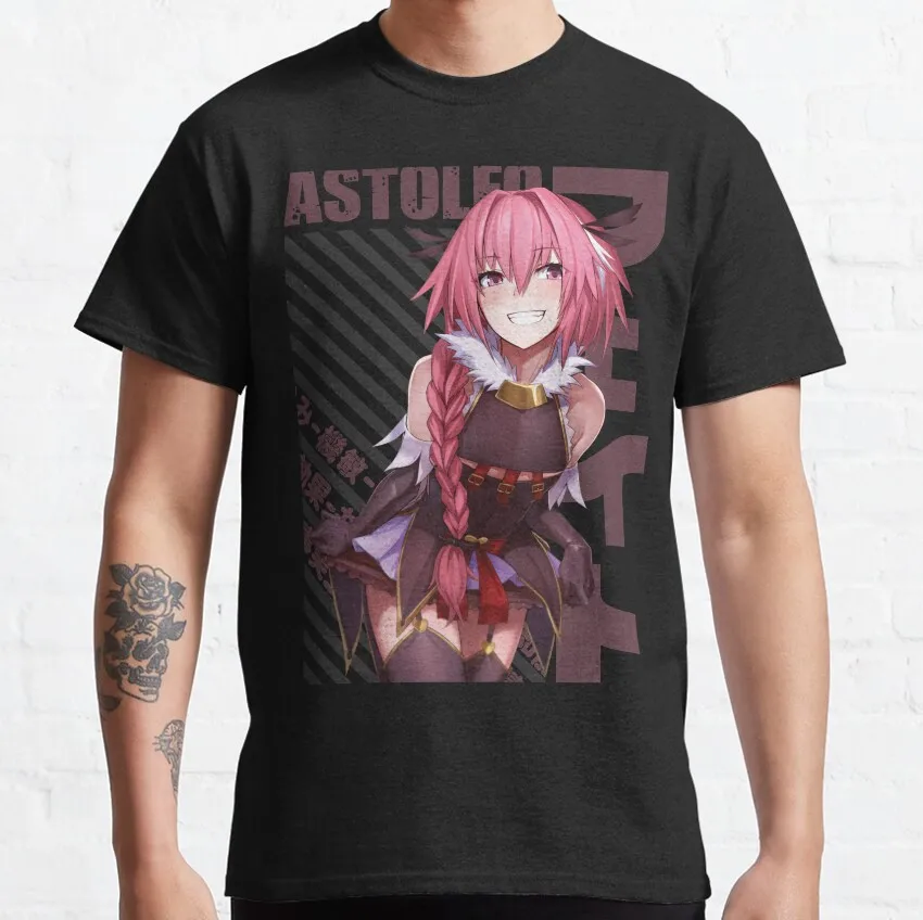 Anime Astolfo cute japanese fate stay night manga grand order trap rider 100% cotton printed t shirt for men plus size clothing