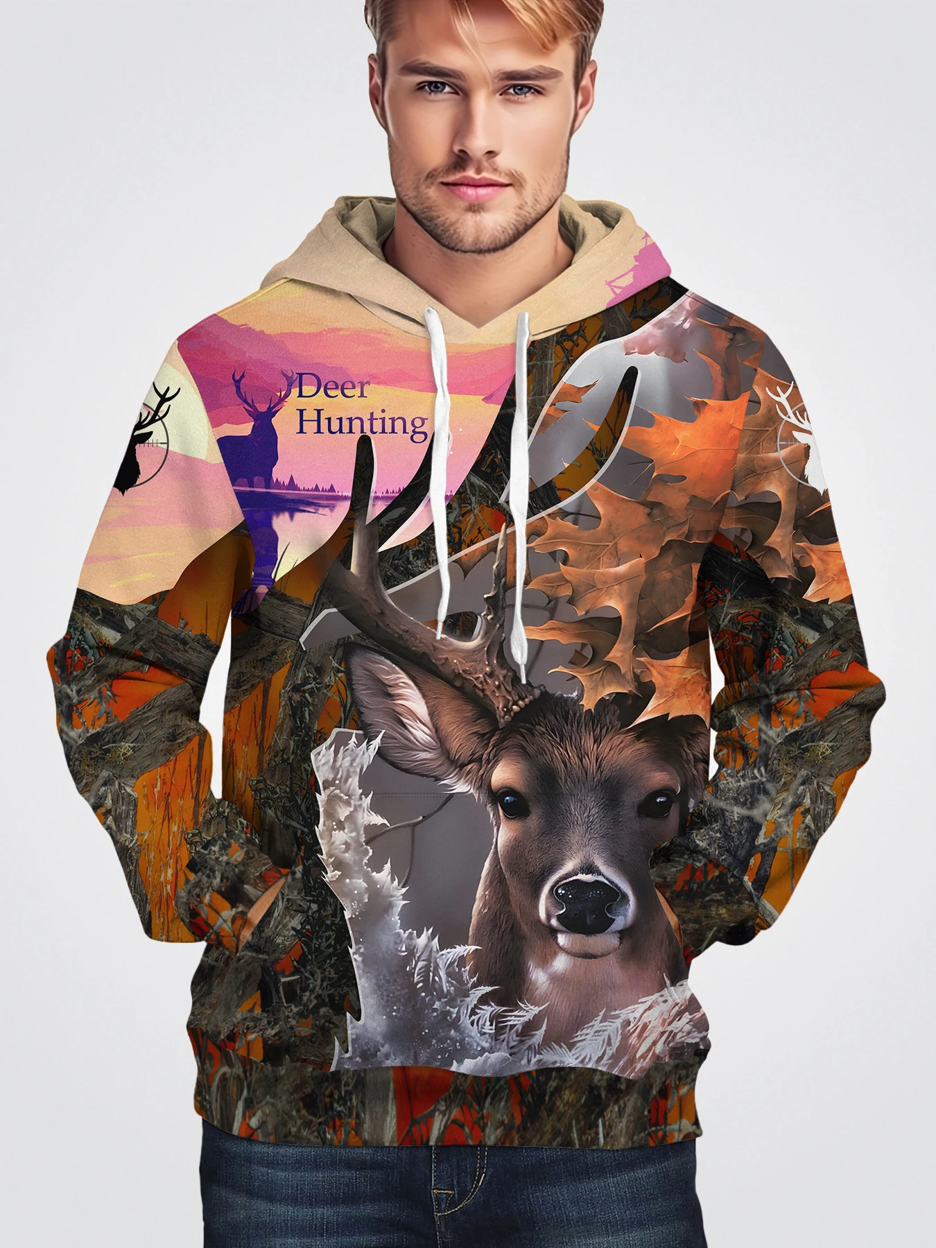 

Deer Hunting 3D All Over Printed Men Hoodie Unisex Long Sleeve Hoodies Pullover Casual Men's Clothing Animal Animal Graphic Tops