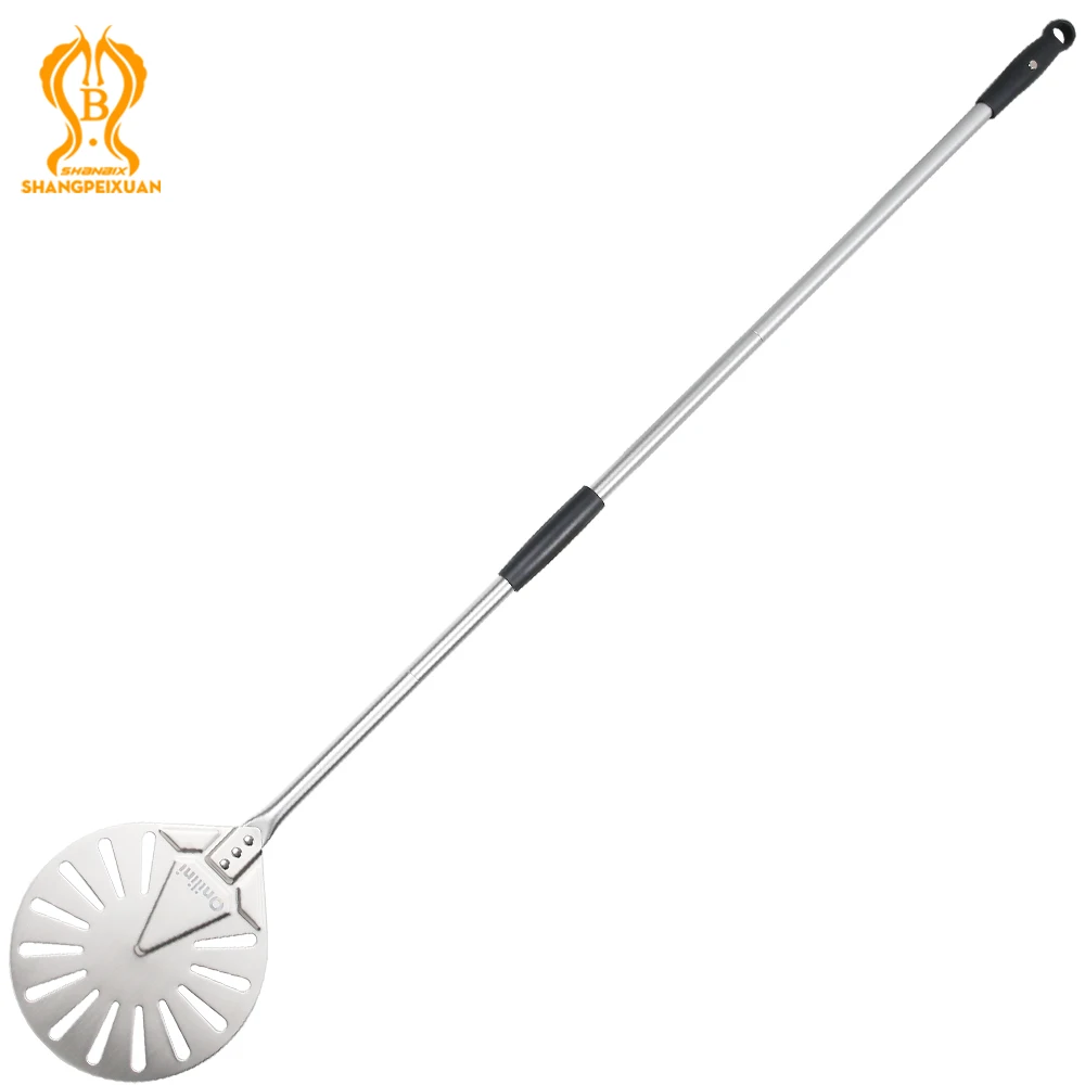 

SHANGPEIXUAN 56 Inch Pizza Turning Peel Stainless Steel Round Long Handle Pizza Shovel Detachable Perforated Pizza Peel Paddle