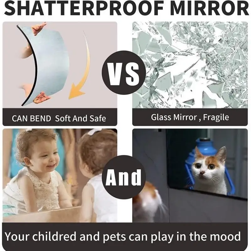 Shatterproof Acrylic Full Length Mirror Self Adhesive Clear Reflection For Bedroom Living Room Wall Decor