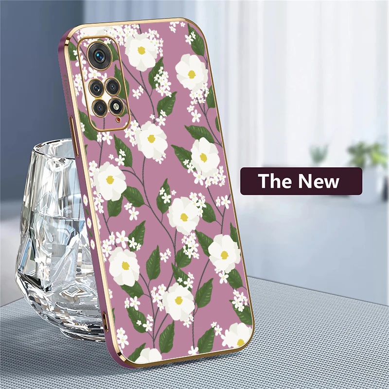 سيليكون الزهور طباعة جراب هاتف ل Xiaomi Redmi نوت 11 4G 11S 10S 10 لايت 8 9 برو ماكس 9S 11E 11T 10T تصفيح غطاء من البولي يوريثان #4